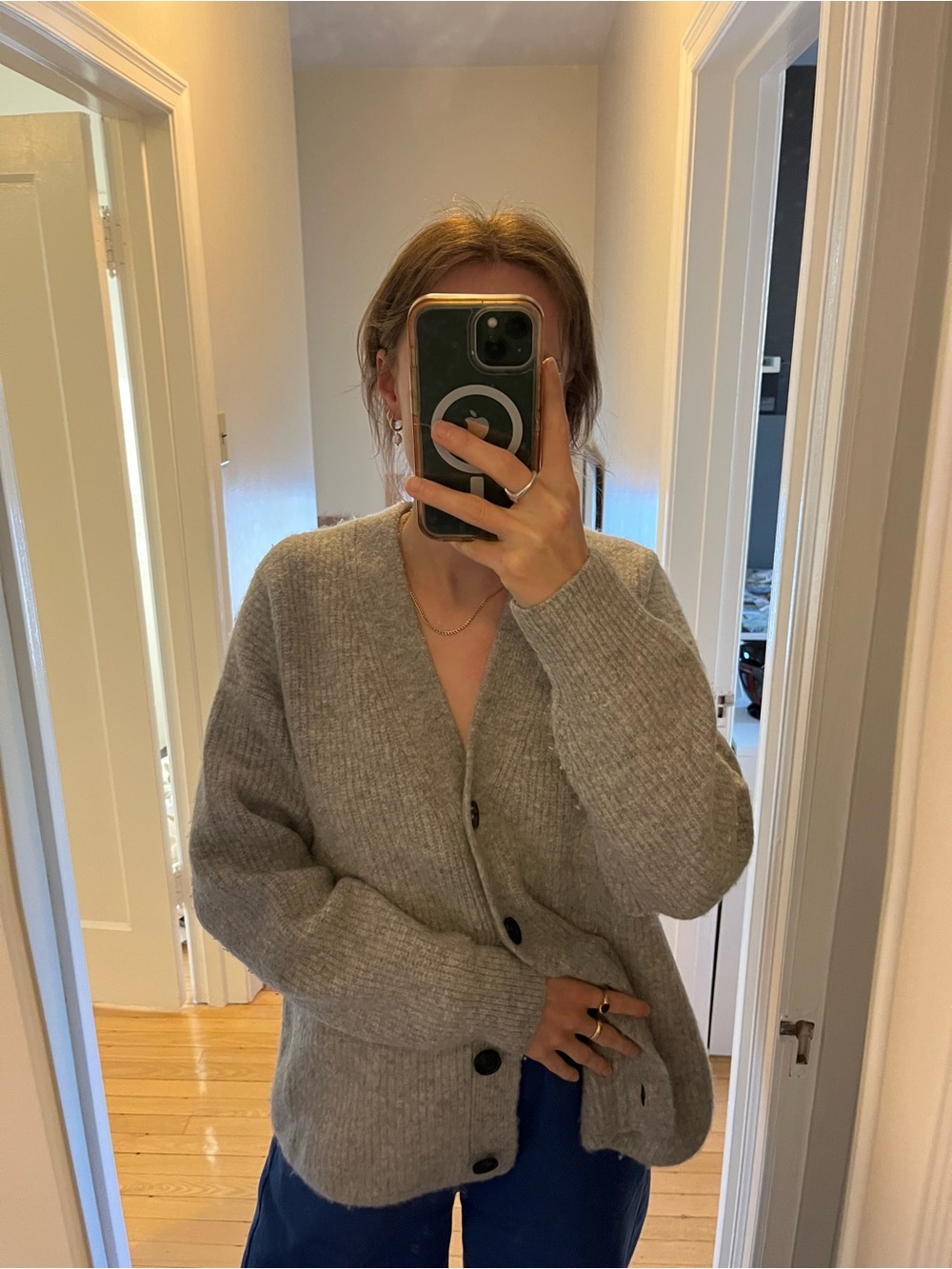 & other stories - Cozy Oversized Gray Button-Up Cardigan